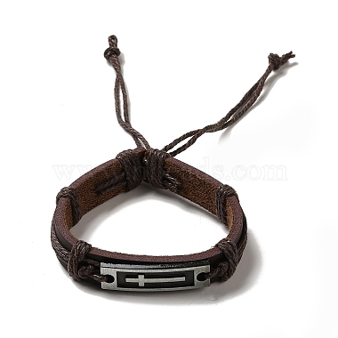 Alloy Rectangle with Cross Link Bracelet(BJEW-C037-01B)-3