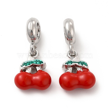 Red Cherry Alloy+Enamel Dangle Charms