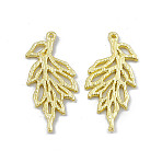 Rack Plating Alloy Pendants, Leaf Charm, Light Gold, 28x12x1mm, Hole: 0.8mm(PALLOY-I216-17LG)