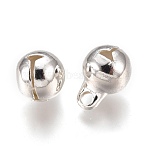 201 Stainless Steel Charms, Small Bell, Silver, 8x5x5mm, Hole: 1.5mm(STAS-H410-17S-D)