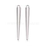 304 Stainless Steel Pendants, Spike Cone Charms, Stainless Steel Color, 48.5x6mm, Hole: 2.5mm(STAS-T075-22E-P)