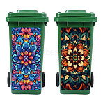 PVC Stickers, Self-adhesive Decorative Stickers Decals, for Trash Decoration, Floral, 820x380mm, 2pcs/set(DIY-WH0679-014)