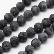 Natural Larvikite Beads Strands, Frosted, Round, 10mm, Hole: 1mm, about 38pcs/strand, 14.9 inch(X-G-D692-10mm)