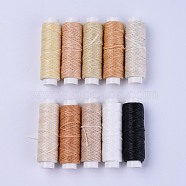 Sewing Threads, Flat Durable Strong Bounded, Polyester Leather Sewing Waxed Thread, Mixed Color, 0.8x0.3mm, about 16.4 yards(15m)/roll, 10rolls/bag(OCOR-WH0042-03)