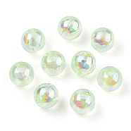 Transparent Acrylic Beads, AB Colors Plated, Round, Pale Green, 8mm, Hole: 2mm, about 2100pcs/500g(MACR-T046-01D-18)