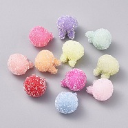 Bunny Resin Beads, with Crystal Rhinestone, Imitation Candy Food Style, No Hole/Undrilled, Rabbit Head, Mixed Color, 21~21.5x18~19x17~17.5mm(RESI-L028-C)