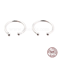 Rhodium Plated 925 Sterling Silver Cuff Earrings, Ring with Round, Platinum, 12x1mm(EJEW-H124-06P)