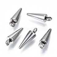 201 Stainless Steel Pendants, Cone, Stainless Steel Color, 12.5x4mm, Hole: 1.6mm(X-STAS-S117-002A-01)