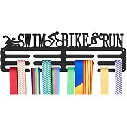 Sports Theme Iron Medal Hanger Holder Display Wall Rack, with Screws, Triathlon Pattern, 150x400mm(ODIS-WH0021-460)