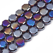 Electroplate Glass Beads Strands, AB Color Plated, Faceted, Octagon, BurlyWood, 7~8x7~8x4mm, Hole: 1.2mm, about 72pcs/strand, 20.47 inch(52cm)(EGLA-N002-27-G02)