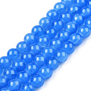 Baking Painted Crackle Glass Bead Strands, Round, Royal Blue, 6mm, Hole: 1.3~1.6mm, about 133pcs/strand, 31.4 inch(DGLA-Q023-6mm-YS16)