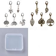 12 Sets 2 Style Autumn Alloy Pendants Decorations Set, Clip-on Charm, for Keychain, Purse, Backpack Ornament, Mixed Color, 31~45mm, 6 sets/style(HJEW-AR0001-14)