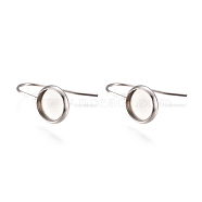 Non-Tarnish 304 Stainless Steel Earring Hooks, Flat Round, Stainless Steel Color, Tray: 8mm, 18.5x10mm, 21 Gauge, Pin: 0.7mm(STAS-F227-22A-P)