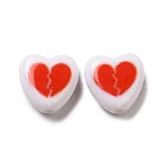 Opaque Acrylic Enamel Beads, Heart, Red, 8.5x8.5x4mm, Hole: 1.5mm(OACR-P017-D05)