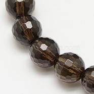 Smoky Quartz Beads Strands, Faceted(128 Facets), Round, Synthetic Crystal, Dyed & Heated, 6mm, Hole: 0.8mm(GSFR6mm176-128)
