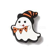 Halloween Theme Silicone Focal Beads, Silicone Teething Beads, Ghost, 28x26x8mm, Hole: 3.5mm(SIL-G011-15A)