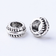 Tibetan Style Alloy European Beads, Large Hole Beads, Rondelle, Cadmium Free & Lead Free, Antique Silver, 7x3.5mm, Hole: 4mm(X-TIBE-Q063-163AS-RS)