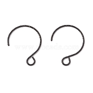 Ion Plating(IP) 316 Surgical Stainless Steel Earring Hooks, with Horizontal Loops, Electrophoresis Black, 19x15mm, Hole: 3x2.6mm, 22 Gauge, Pin: 0.6mm(STAS-D183-03EB-02)