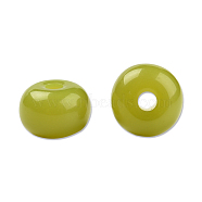 Resin Beads, Imitation Jade, Flat Round, Yellow Green, 8x4.5mm, Hole: 1.6~1.8mm(RESI-N034-02-Q02)