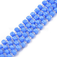 Opaque Solid Color Glass Beads Strands, Abacus, Cornflower Blue, 4x3mm, Hole: 0.8mm, about 146~150pcs/strand, 24.41 inch~25.2 inch(62~64cm)(GLAA-N052-04-A16)