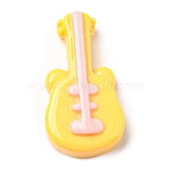 Musical Theme Opaque Resin Cabochons, Guitar, Yellow, 28x15x6.5mm(CRES-D008-01I)