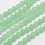 Natural & Dyed Malaysia Jade Bead Strands, Round, Light Green, 8mm, Hole: 1.0mm, about 48pcs/strand, 15 inch(X-G-A146-8mm-A26)