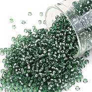 TOHO Round Seed Beads, Japanese Seed Beads, (2202) Silver Lined Celery, 11/0, 2.2mm, Hole: 0.8mm, about 50000pcs/pound(SEED-TR11-2202)