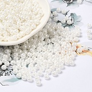 Glass Seed Beads, Ceylon, Round Hole, Round, White, 4x3mm, Hole: 1.4mm, 7650pcs/pound(SEED-H002-E-A121)