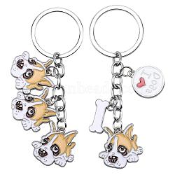 WEWAYSMILE 2 pcs Dog Keychain Car Keychain Pet Pendant Key-Ring Lovely Dog Key-ring Portable Metal Keychain Gift for Pet Lover Birthday Puppy Theme Party Supplies (Boxer Dog), Platinum, 9.05x2.46cm(JX795A)