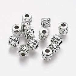 Tibetan Style Beads, Zinc Alloy, Lead Free & Cadmium Free, Column, Antique Silver, 6x6.5mm, Hole: 2~3mm(X-LF0089Y)