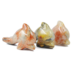 Natural Crazy Agate Sculpture Display Decorations, for Home Office Desk, Dolphin, 38~41x17.5x26mm(G-PW0004-39D)