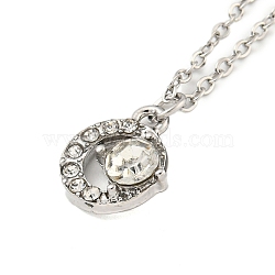 Alloy Micro Pave Clear Cubic Zirconia Pendant Necklaces,  Titanium Steel Cable Chains, Moon, Platinum, 16.34 inch(41.5cm)(NJEW-M222-01P)