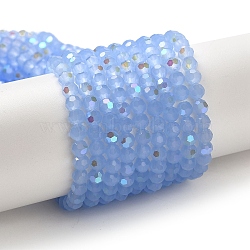 Imitation Jade Glass Beads Strands, Faceted, Round, Cornflower Blue, 4mm, Hole: 0.8mm, about 93~95pcs/strand, 14.37~14.49''(36.5~36.8cm)(X-EGLA-A035-J4mm-L03)