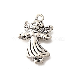 Tibetan Style Alloy Pendants, Cadmium Free & Lead Free, Angel, Antique Silver, 21.5x14.5x2.5mm, Hole: 1.6mm(PALLOY-D291-03AS-01)