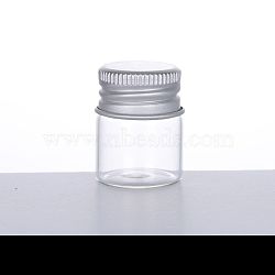 Empty Glass Bead Storage Tubes, with Platinum Plated Screw Aluminum Cap and Silicone Stopper, Column, Clear, 3x2.2cm, Capacity: 5ml(AJEW-WH0035-01-5ml)