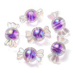 UV Plating Rainbow Iridescent Acrylic Beads, Two Tone Bead in Bead, Candy, Medium Orchid, 15.5x29x15mm, Hole: 3mm(PACR-E001-01D)