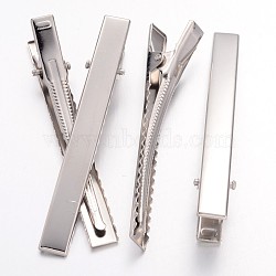 Iron Flat Alligator Hair Clip Findings, DIY Hair Accessories Making, Platinum, 77x9mm(IFIN-S286-77mm)