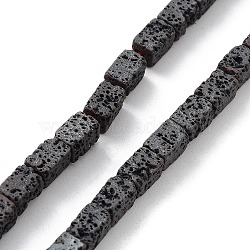 Natural Lava Rock Beads Strands, Frosted, Cuboid, 6x4x4mm, Hole: 1mm, about 67pcs/strand, 15.94''(40.5cm)(G-H303-C06)