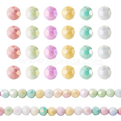 2 Strands Anti-Tarnish Electroplate Glass Beads Strands, Imitation Gemstone, Round, AB Color Plated, Faceted(32 Faceted), Mixed Color, 5.8~6.1x5.8mm, Hole: 1mm, about 70~71pcs/strand, 15.55~15.75''(39.5~40cm)(EGLA-TADJ0001-17A)