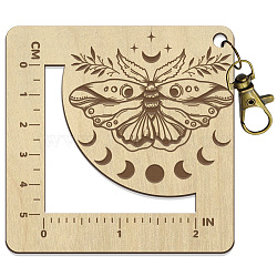 Wooden Square Frame Crochet Ruler, Knitting Needle Gauge, Insects, 7.6x7.6x0.5cm, Hole: 5mm(DIY-WH0536-005)