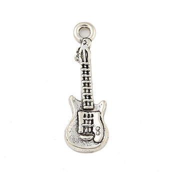 Tibetan style Alloy Pendants, Antique Silver, Guitar, 24x7.5x1.8mm, Hole: 1.8mm