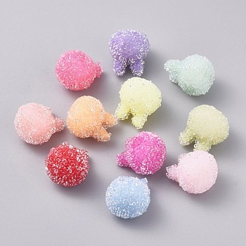 Bunny Resin Beads, with Crystal Rhinestone, Imitation Candy Food Style, No Hole/Undrilled, Rabbit Head, Mixed Color, 21~21.5x18~19x17~17.5mm