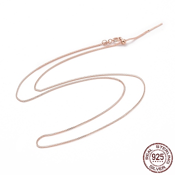 925 Sterling Silver Wheat Chains Necklace for Women, Rose Gold, 17.72 inch(45cm)