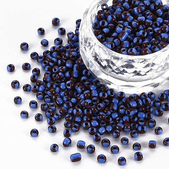 8/0 Glass Seed Beads, Opaque Colours Seep, Dodger Blue, 3mm, hole:1mm