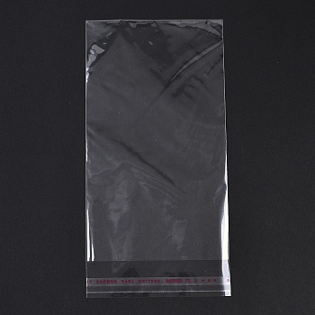 Rectangle OPP Cellophane Bags, Top Self Seal Bags, Clear, 24x12x0.01cm, Inner Size: 21x12cm