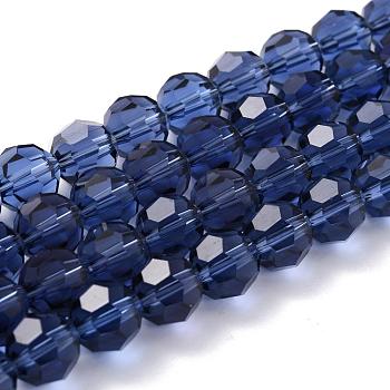 Imitation Austrian Crystal Bead Strands, Grade AAA, Faceted(32 Facets) Round, Steel Blue, 10mm, Hole: 0.9~1mm, about 40pcs/strand, 15.7 inch