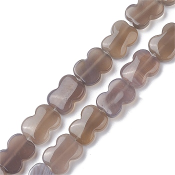 Natural Grey Agate Beads Strands, Bowknot, 16~16.5x12.5~13x5~5.5mm, Hole: 1.4mm, about 13pcs/strand, 8.46''(21.5cm)