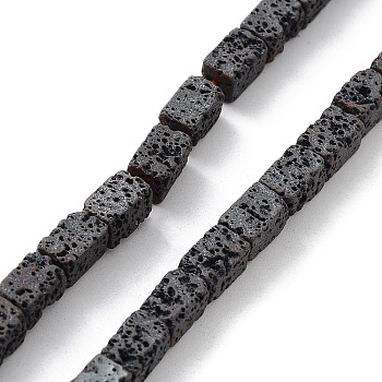 Natural Lava Rock Beads Strands, Frosted, Cuboid, 6x4x4mm, Hole: 1mm, about 67pcs/strand, 15.94''(40.5cm)