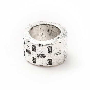 Tibetan Style Alloy European Beads, Large Hole Beads, Column, Antique Silver, 8.5x6mm, Hole: 6mm, about 500pcs/500g