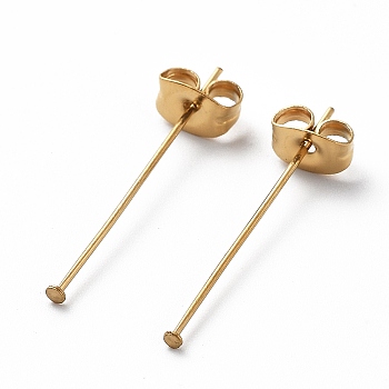Ion Plating(IP) 304 Stainless Steel Flat Head Pins with Ear Nuts, Golden, 25x0.6mm, Head: 1.4mm